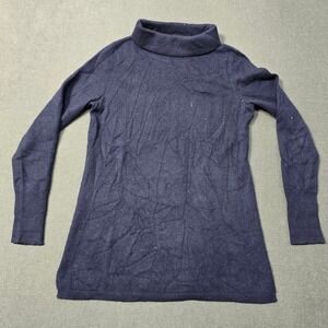 Talbots 100% Pure Cashmere Turtleneck Sweater Navy Blue XS Soft